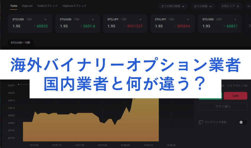 海外バイナリーオプション業者と国内業者はどう違う？徹底比較