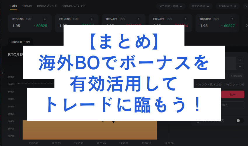 まとめ：海外バイナリーオプションでボーナスを有効活用してトレードに臨もう！
