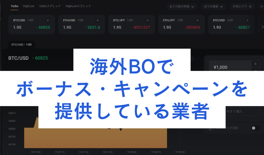 海外バイナリーオプションでボーナス・キャンペーンを提供している業者